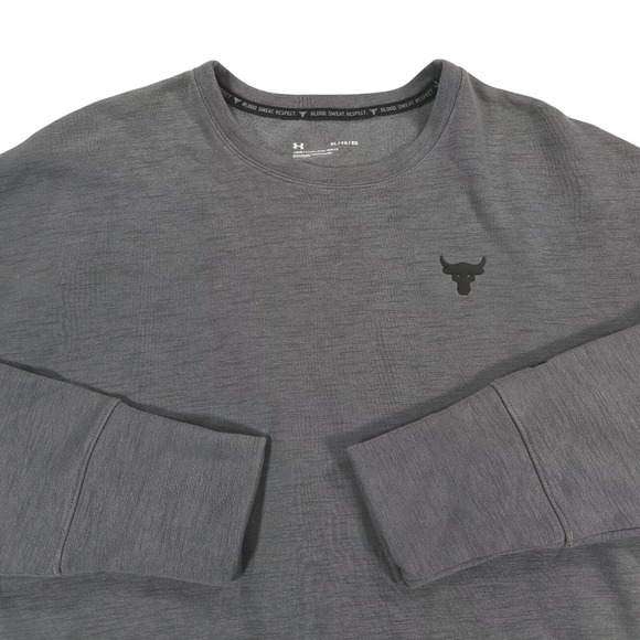 Under Armour Womens Project Rock Sweatshirt Charged Cotton Fleece Crew Gray XL - Picture 2 of 12